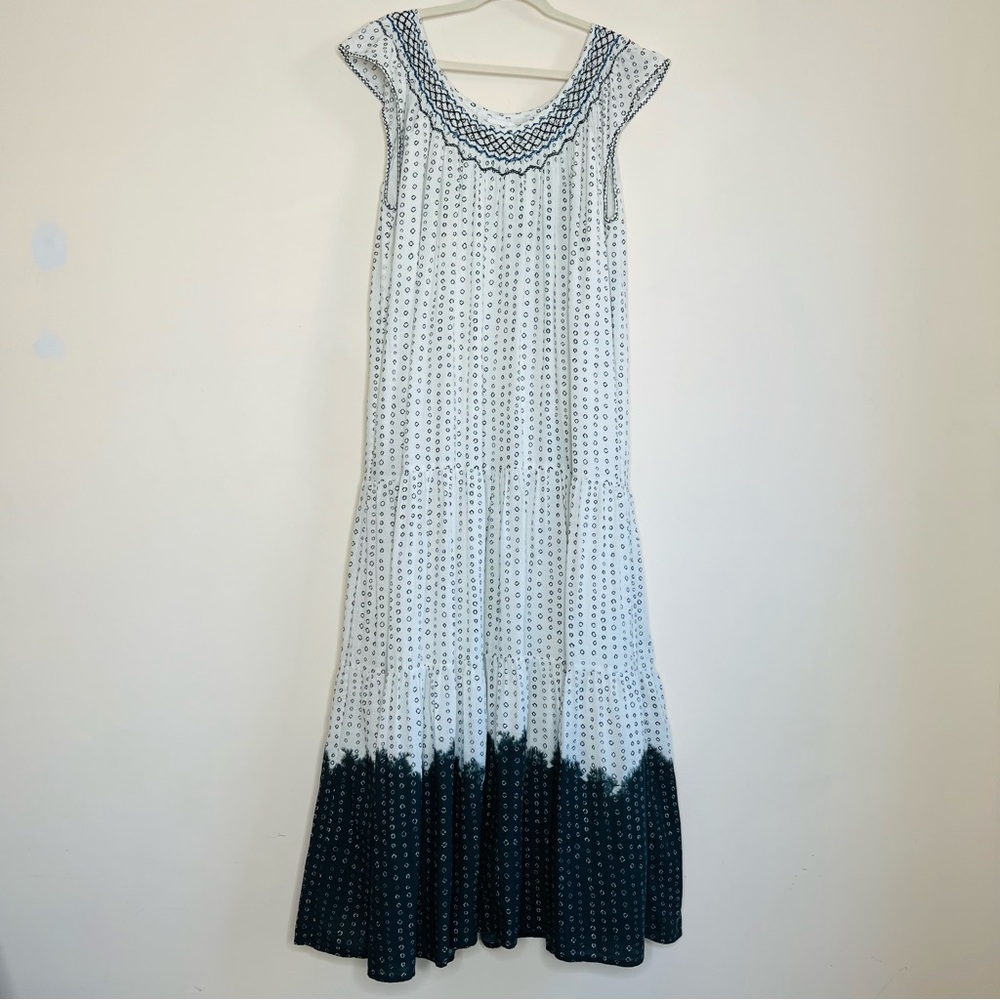 Apiece Apart Aborsano Dress in Dipped Shibori - Dip Tie Dye Boho Smocked - Picture 7 of 16
